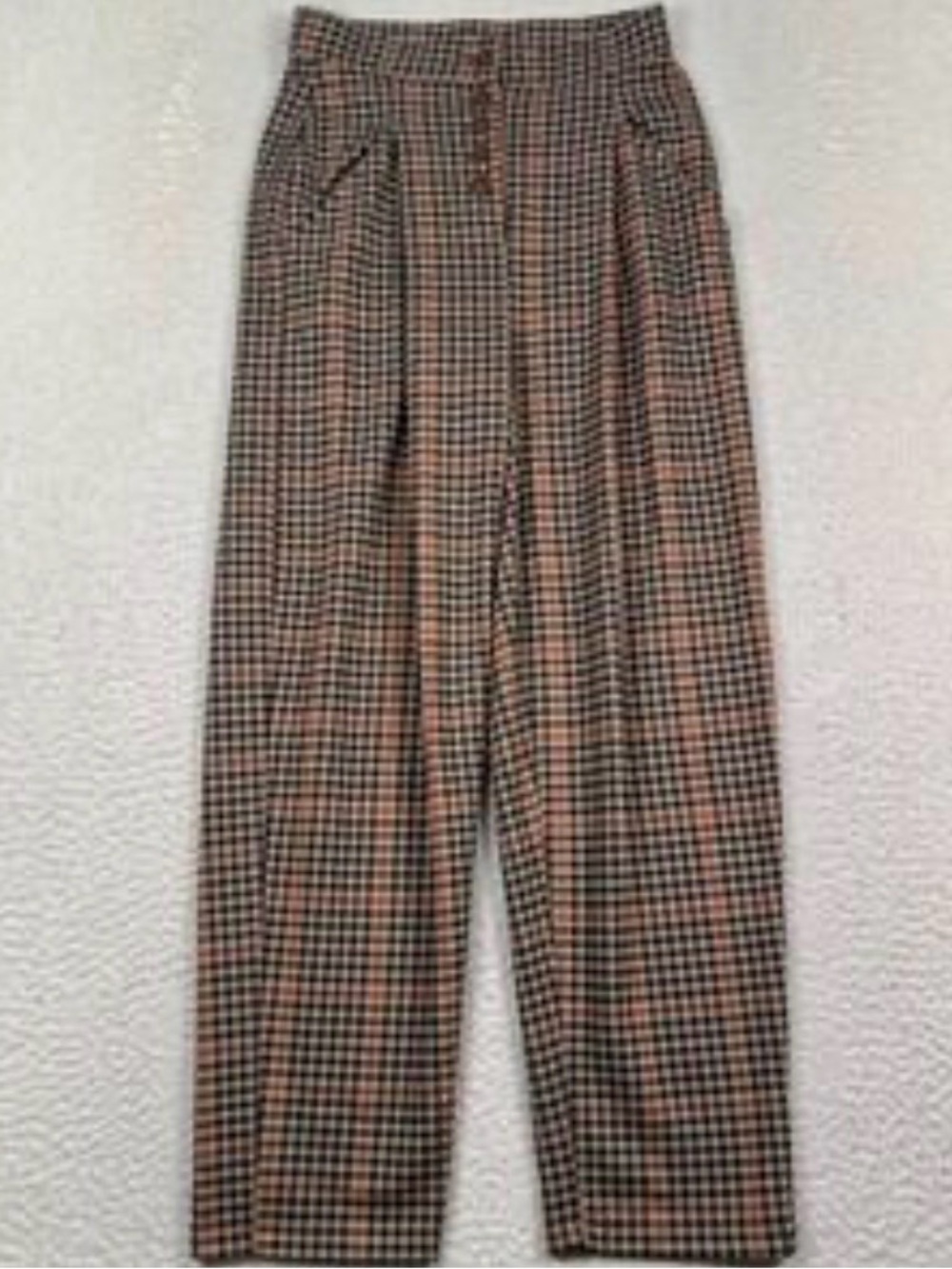 Free People High-Rise Plaid Ankle Pants in Brown and Black
